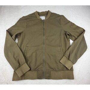 HINGE Designed In Seattle Women's Olive Green Bomber Full Zip Up Jacket Size S